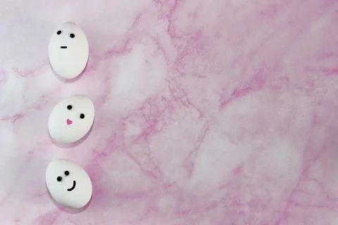 Funny white Easter eggs with eyes Stock Photos