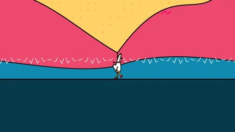 Funny White Emu Leader Walking And Falling Upside Down In Surreal 2D Cartoon Video stock 341397930