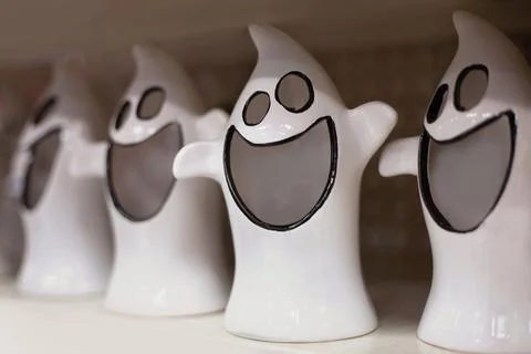 Funny white helloween ghost Stock Photos