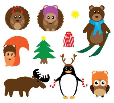Funny Winter Animals イラスト素材