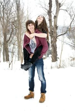 Funny in winter forest Foto stock