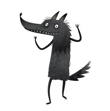 Funny Wolf Character Design Isolated Kids Cartoon Stock Illustration