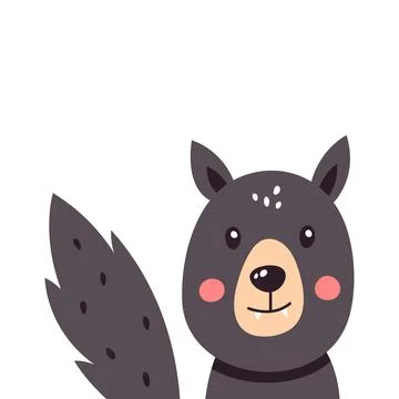 Funny wolf on a white isolated background. Vector illustration Stock Illustration