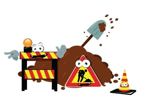 Funny work in progress Stock Illustration