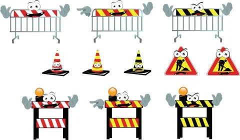 Funny work in progress signs Stock Illustration