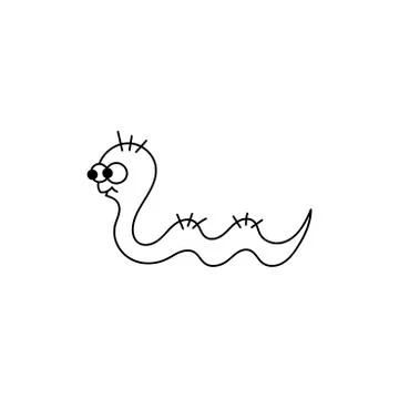 Funny worm, the caterpillar. Vector Hand Drawn illustration for design Stock Illustration
