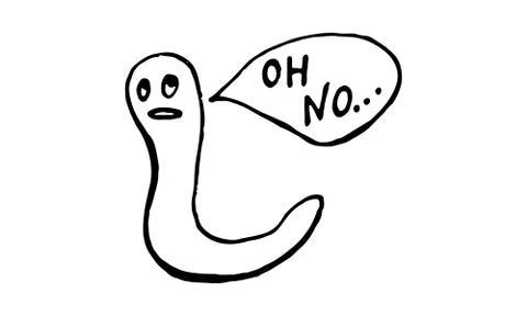 Funny worm with speech bubble Stock Illustration