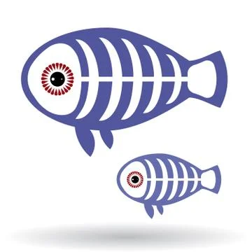 Funny X-ray fish on a white background. Stock Illustration
