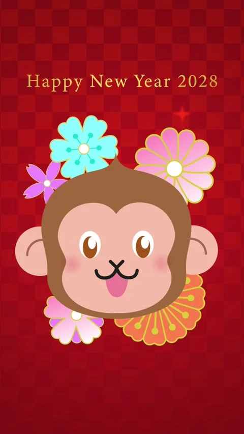 Funny Year of the Monkey vertical video Stock Footage 346401463