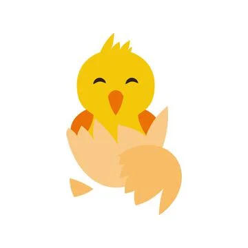 Funny yellow chicken. Vector illustration on white isolated background Illustrazione stock