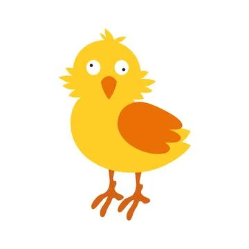 Funny yellow chicken. Vector illustration on white isolated background Illustrazione stock