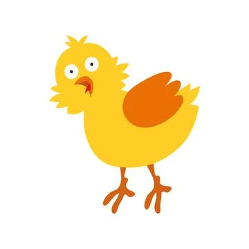 Funny yellow chicken. Vector illustration on white isolated background Stock Illustration