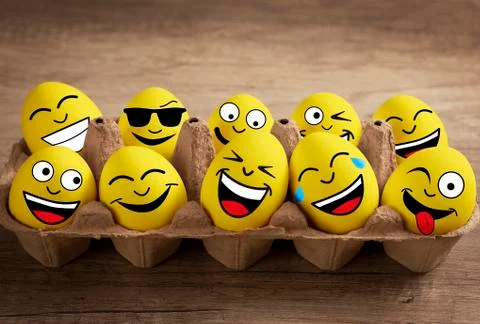 Funny yellow Easter eggs Stock Photos