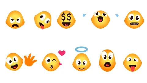 Funny yellow emojis. A set of 10 pieces Stock Footage 117276379