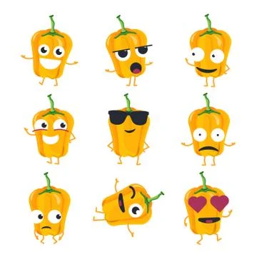 Funny yellow pepper - vector isolated cartoon emoticons Stock Illustration
