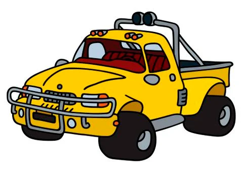 Funny yellow pick-up Stock Illustration