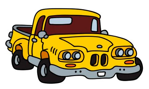 Funny yellow pick-up Stock Illustration