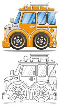 Funny yellow van. 스톡 일러스트