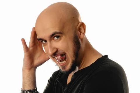 Funny young man hamming on camera Stock Photos