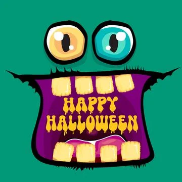 Funny zombie character vector illustration with big eyes and open mouth showing Stock Illustration