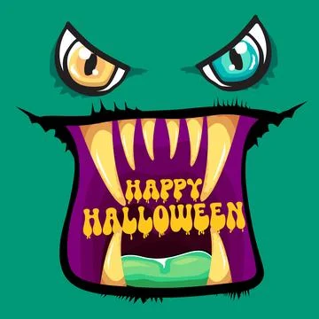 Funny zombie character vector illustration with big eyes and open mouth showing Illustrazione stock
