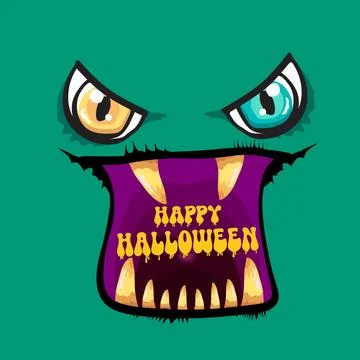 Funny zombie character vector illustration with big eyes and open mouth showing Illustrazione stock