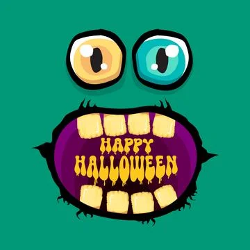 Funny zombie character vector illustration with big eyes and open mouth showing Stock Illustration