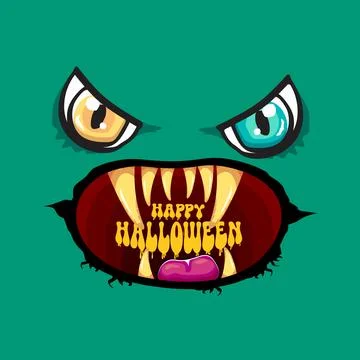 Funny zombie character vector illustration with big eyes and open mouth showing Stock Illustration