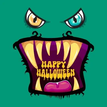 Funny zombie character vector illustration with big eyes and open mouth showing Stock Illustration