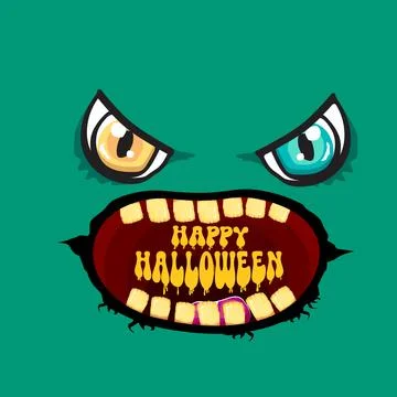 Funny zombie character vector illustration with big eyes and open mouth showing Stock Illustration