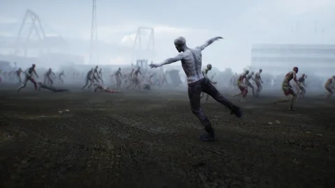 Funny zombie dancing. Apocalyptic concept. Stock-Footage 304687238