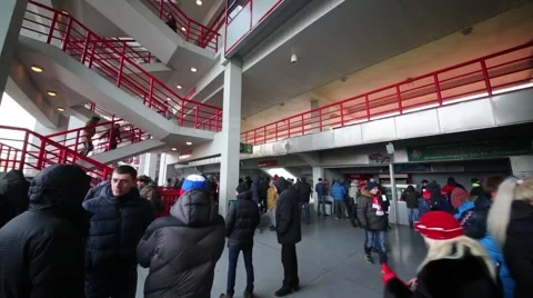 Funs in hall after soccer game Locomotive - Spartak Stock Footage 58623794