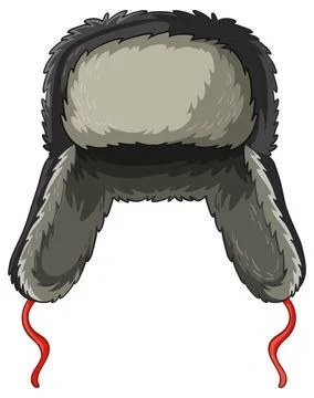 Fur Lined Winter Trapper Hat with Ear Flaps Stock Illustration