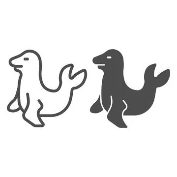 Fur seal line and solid icon, worldwildlife concept, seal vector sign on white Stockillustratie