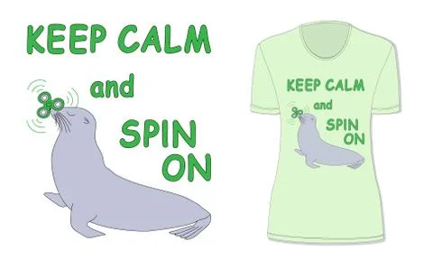 Fur seal? spinner and t-shirt's mockup Stock Illustration