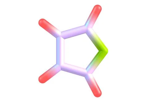 Furan molecular structure on white background Stock Illustration
