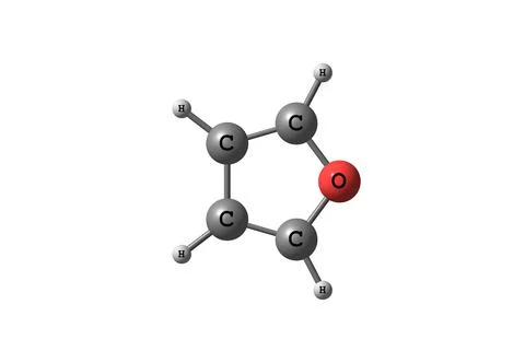 Furan molecular structure on white background Stock Illustration
