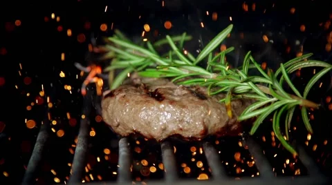 Furing burger in slow motion Stock Footage 67860524