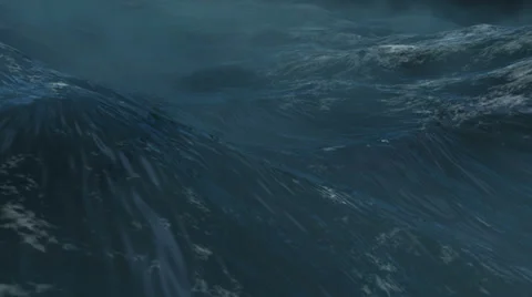 Furious Dramatic Ocean Stormy Night high quality rendering Vídeo Stock 35174640