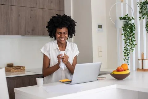 Furious employee crumpling paper while working from home 스톡 사진