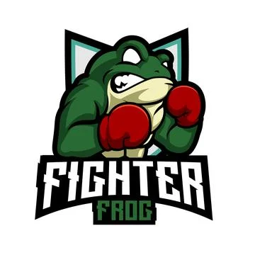 Furious frog boxer logo mascot Stock Illustration