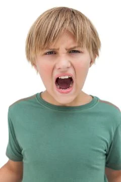 Furious little boy shouting Stock Photos