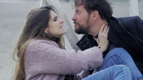 Furious man screaming in face of girlfriend hitting him Stock Footage 75937939