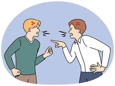 Furious men scream at each other Stock Illustration
