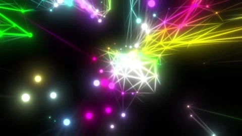Furious movement of laser beams, circles and stars on a black background. Laser Stock Footage 160435138