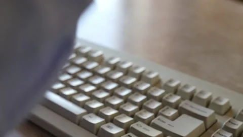 Furiously Punching The PC Keyboard, Close Up Stock Footage 149136058