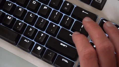 Furiously Typing Enter Key, Close Up Stock Footage 95787238