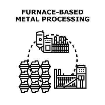 Furnace based metal processing industrial technology concept Stock Illustration