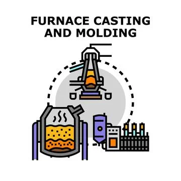 Furnace casting and molding vector concept illustration Stock Illustration