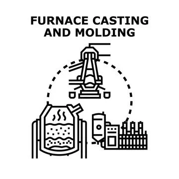 Furnace casting and molding vector concept illustration Stock Illustration